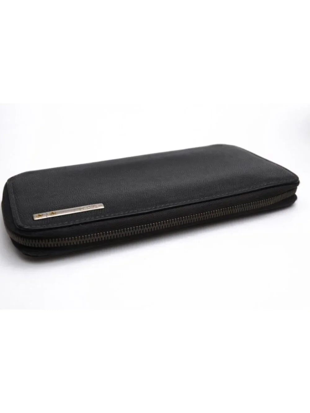 Cartier Wallet Leather Black Santos Coin Purse Round Zip Around